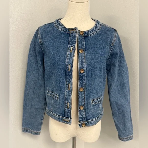 NWT The Loft Petite Blu Jean Denim Jacket Women’s Size XSP Button Front - Picture 2 of 8